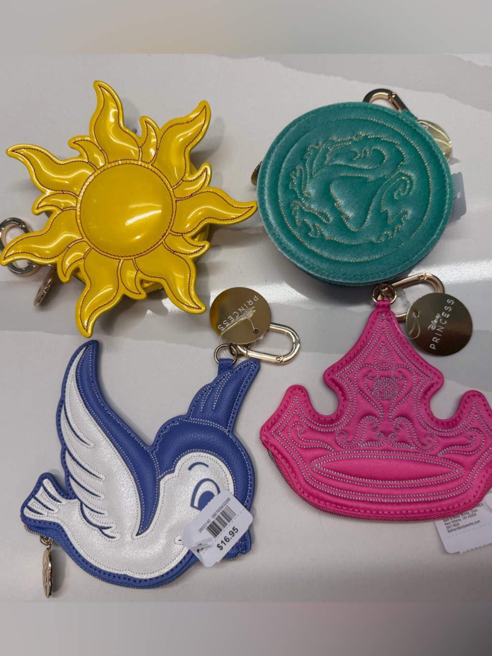 Bath & Body Works Disney Princess 4 Coin Purse BUNDLE SET Mulan Aurora Rapunzel